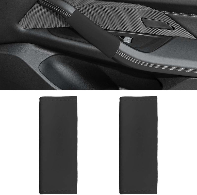 LHDOS 2PCS Car Grab Handle Cover, Anti-Scratch Auto Inner Front Rear Door Pull Handle Cover, PU Leather Door Grip Gloves Protector Auto Interior Decoration Accessories for Car, Truck, SUV (Black) - Image 1